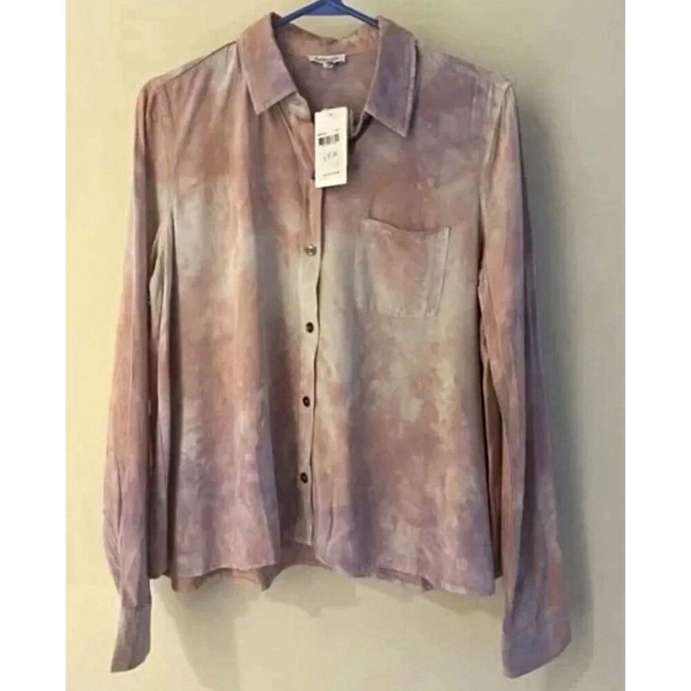 Splendid Women’s Sz Medium Tie Dye Longsleeve Button Down Shirt Pink/ Purple